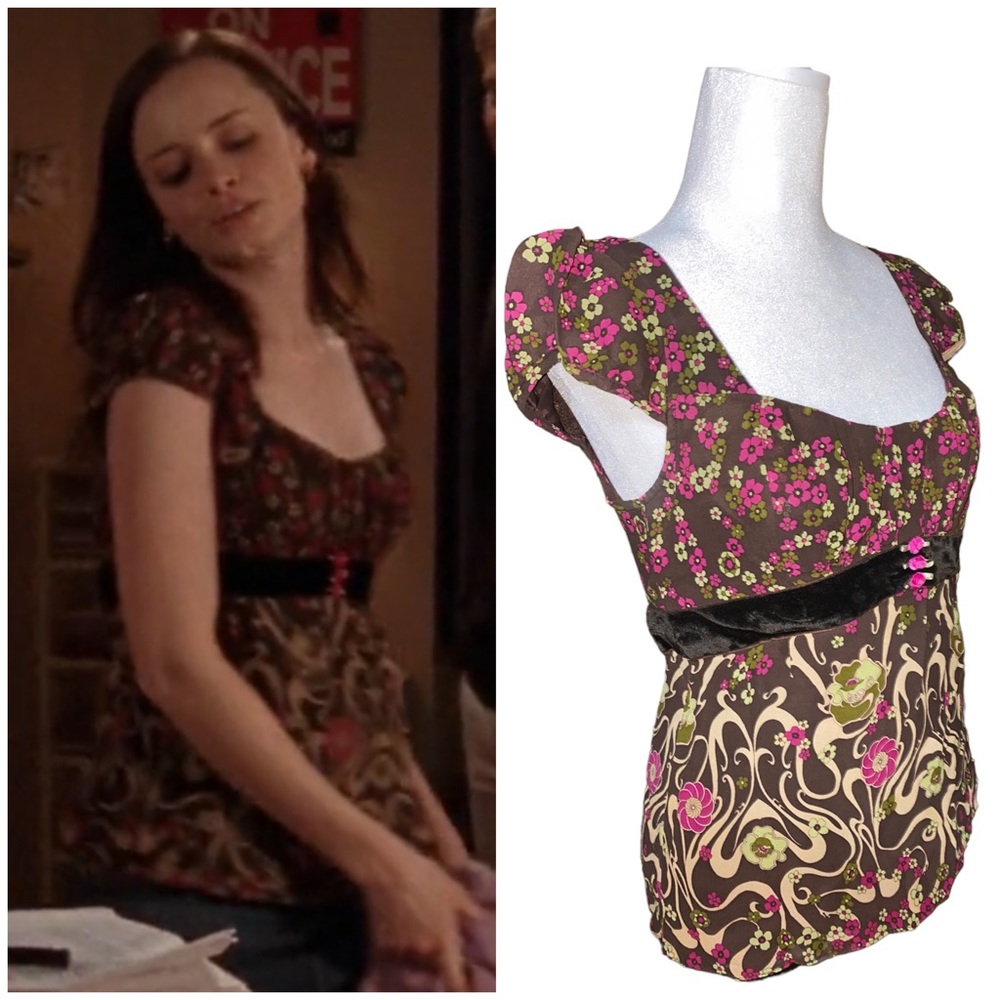 Rare Vintage Y2K Silk Floral top as seen on Rory Gilmore in Gilmore Girls - Picture 2 of 4